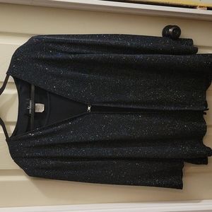 NWOT Vintage - John Roberts Sparkle Black Blouse w/ attached Jacket